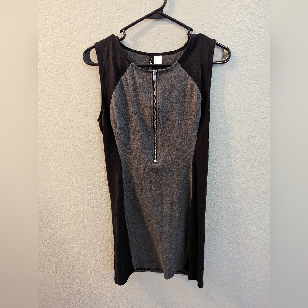 Grey and Black Zipper Dress